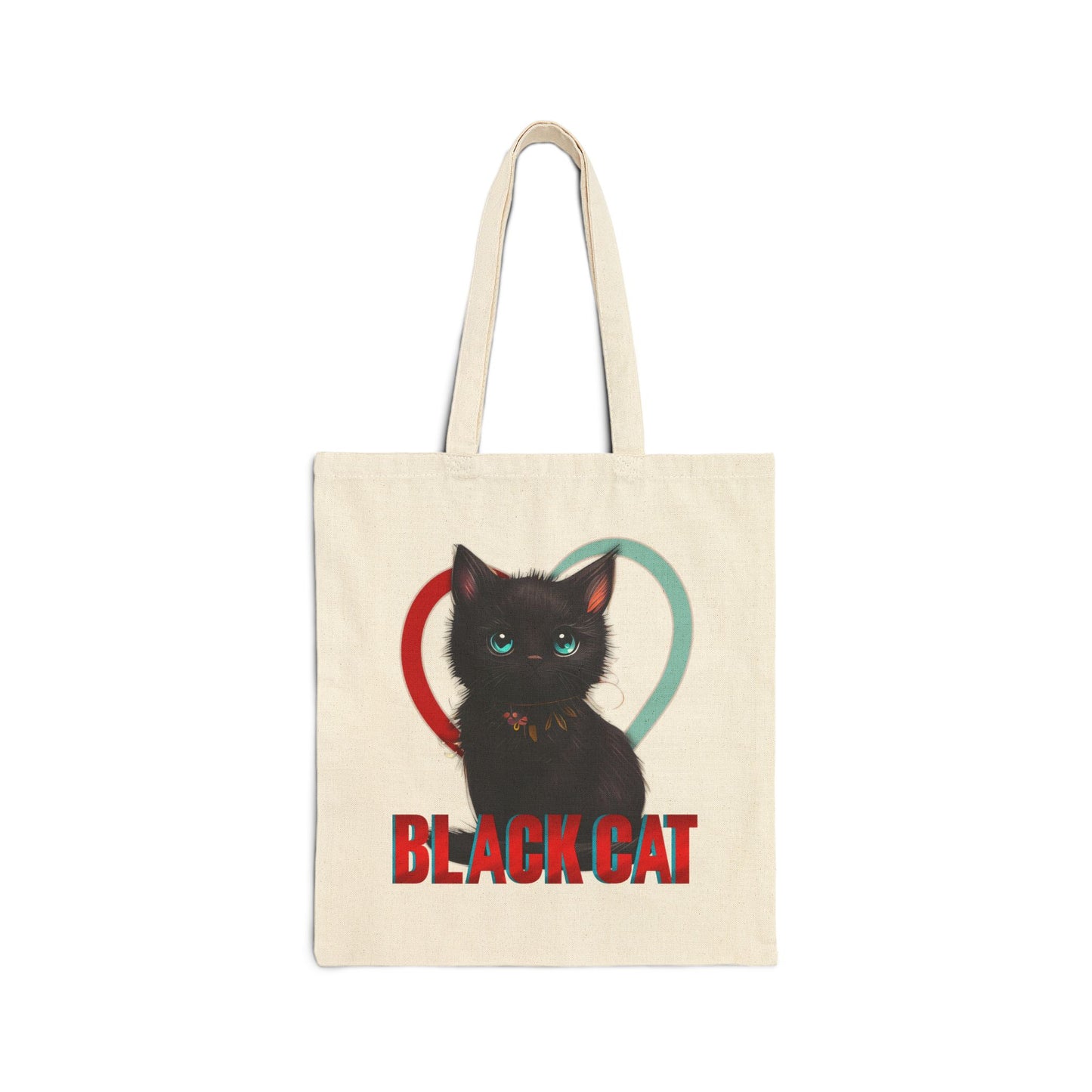 Cotton Canvas Tote Bag - Black Cat